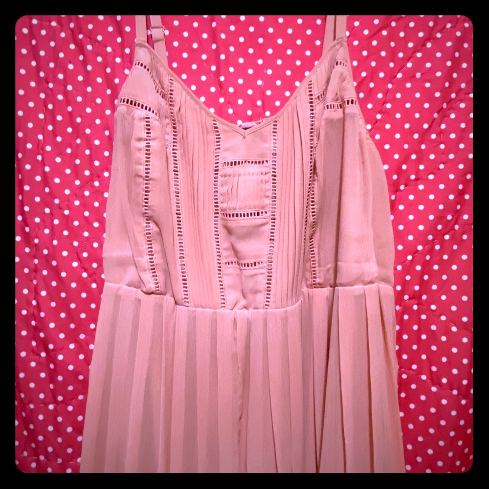 Torrid floor length blush dress.